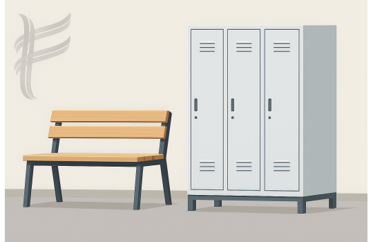 Saving Space with Benches and Lockers in a Locker Room