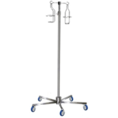 The tripod for long-term infusions is made of stainless steel.