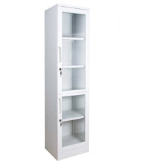 2-door metal cabinet for medicines with a lock and glass doors