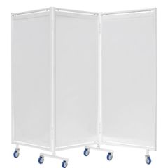 Medical fabric screen three-section on wheels