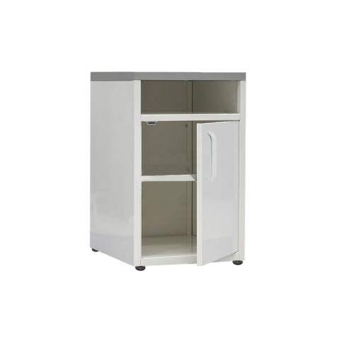 Medical metal curbstone with drawer and laminated chipboard table top