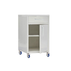 Mobile bedside table with niche and box on wheels
