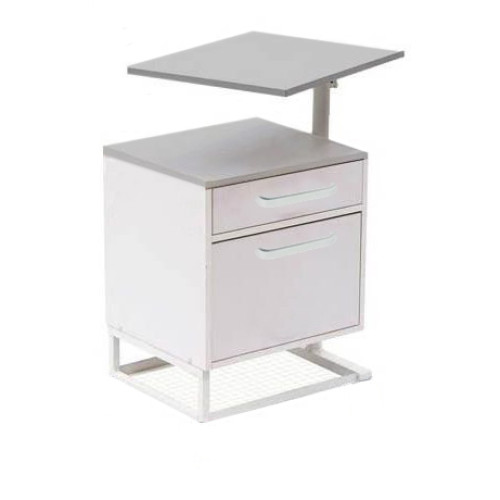 Medical curbstone bedside metal with folding table, laminated chipboard table top